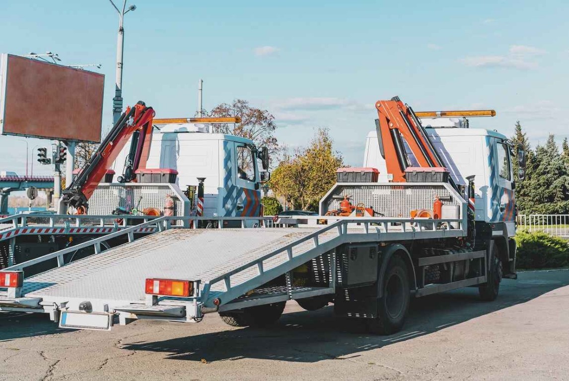 Heavy duty tow trucks ready for motorcycle towing service in Lindenhurst, NY